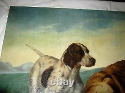 Antique Country USA Home Wall Art Hunting Duck Bird Decoy Dog Oil Painting Paint