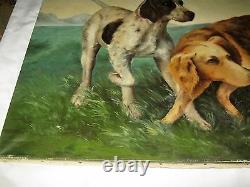 Antique Country USA Home Wall Art Hunting Duck Bird Decoy Dog Oil Painting Paint