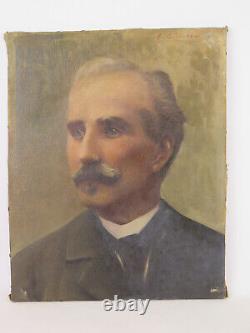 Antique Couple Painted oil Linen Signed Giacobbi Portrait Male Feminine X12