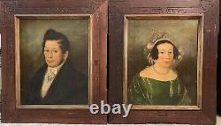 Antique Dated 1806 John Livingstone Lady & Gentleman Oil On Canvas Portraits