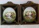 Antique Framed Pair Of Signed German Victorian Hand Painted Porcelain Plaques