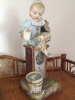 Antique French Bisque Pair Pierrot Children Signed. Samson