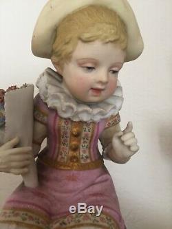 Antique French Bisque Pair Pierrot Children Signed. Samson