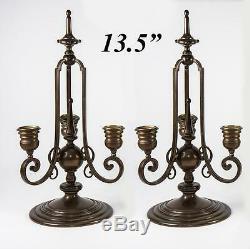 Antique French Bronze Candelabra Pair (2), Signed F. Barbedienne