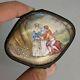 Antique French Enamel Box Courting Couple Signed Nouvelle Snuff Trinket Patch