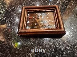 Antique French Enamel on Copper Painting Couple Embracing signed DeRei 4X4.75