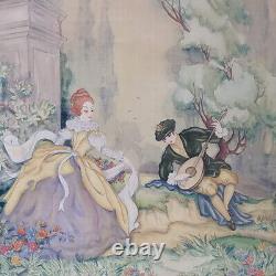 Antique French Oil Painting 18th Century Courting Couple Signed and Framed