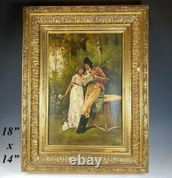 Antique French Oil Painting on Canvas, c. 1795 Couple in Landscape, Incroyables