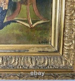 Antique French Oil Painting on Canvas, c. 1795 Couple in Landscape, Incroyables