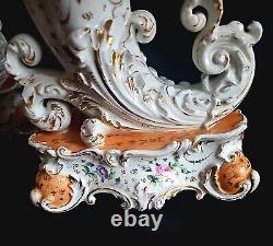 Antique French Old Paris Pair of Porcelain Cornucopia Vases Signed Jacob Petit