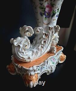 Antique French Old Paris Pair of Porcelain Cornucopia Vases Signed Jacob Petit