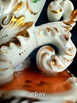 Antique French Old Paris Pair of Porcelain Cornucopia Vases Signed Jacob Petit