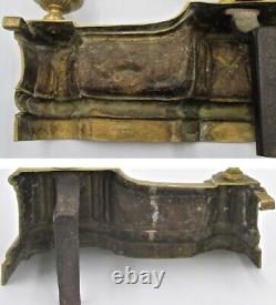 Antique French PAIR BRONZE CHENETS FIRE KERB SUPPORTS Signed Ch. Casier 14 Tall