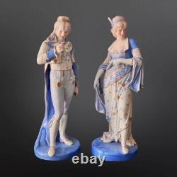 Antique French Porcelain Signed By Paul Duboy Pair Figures 20H