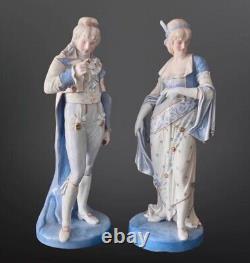 Antique French Porcelain Signed By Paul Duboy Pair Figures 20H