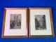 Antique French R. D. De La Broye Etchings 5x7 Hand-colored Signed Paris Pair