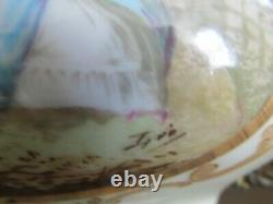 Antique French Sevres Style Porcelain Potpourri Urn Diffuser Vase Couple Signed