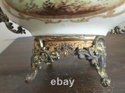 Antique French Sevres Style Porcelain Potpourri Urn Diffuser Vase Couple Signed