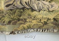Antique French Tapestry. Signed D'Apres Boucher. Couple/Garden Scene. 36 X 29