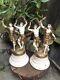 Antique French Painted Spelter Figures 17 Lamp Bases Signed Auguste Moreau Pair