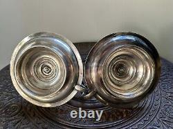 Antique French sterling silver signed pair of candles 453grms