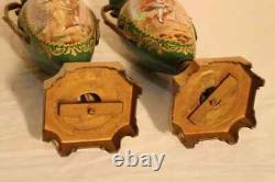 Antique Garnitures, Porcelain and Bronze, Pair, Artist signed, Licar, 14 Ins