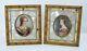 Antique Gilt Brass Frame Burlwood & Mother Of Pearl Inlay Signed Portraits Pair