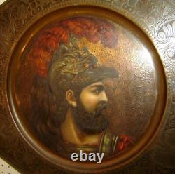 Antique Greek Roman Mythology Pair Oil Paintings God & Goddess Portraits Signed