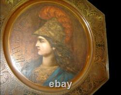 Antique Greek Roman Mythology Pair Oil Paintings God & Goddess Portraits Signed