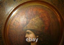 Antique Greek Roman Mythology Pair Oil Paintings God & Goddess Portraits Signed