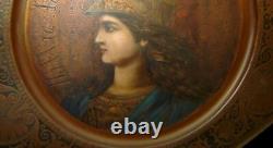 Antique Greek Roman Mythology Pair Oil Paintings God & Goddess Portraits Signed