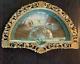 Antique Hand Fan Painted Silk Artist Signed Courting Couple Scene French Ornate