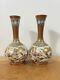 Antique Japanese Meiji Kutani Ware Pair Of Vases Signed