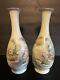 Antique Japanese Pair Of Hand-painted Vases Signed On Bottom