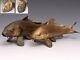 Antique Japanese Pair Of Bronze Koi Carp Okimono Nobumitsu Signed