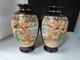 Antique Japanese Pottery Signed Vases Pair Set Of 2 No Damage