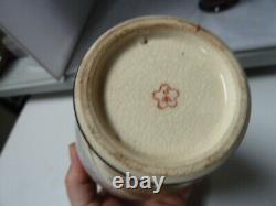 Antique Japanese Pottery SIGNED VASES PAIR SET OF 2 NO DAMAGE