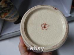 Antique Japanese Pottery SIGNED VASES PAIR SET OF 2 NO DAMAGE