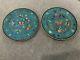 Antique Japanese Signed Kinkozan Porcelain Pair Of Butterfly Decorated Plates