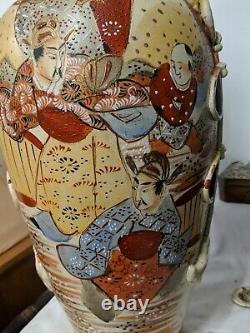 Antique Japanese pair Satsuma Vase Hand Gilded Signed 47cm