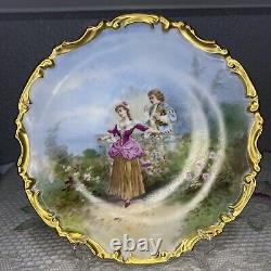 Antique LR&L Limoges Signed Muville Couple Scene Decorative Plate