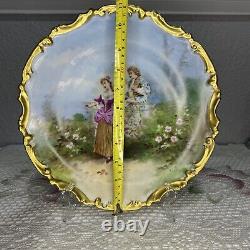 Antique LR&L Limoges Signed Muville Couple Scene Decorative Plate