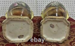 Antique Large Pair Vases Figures & Floral Signed Harley Jones England 19 c1918