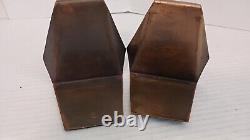 Antique Marked Roycroft Arts & Crafts Signed Hammered Copper Book End Pair