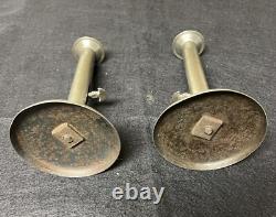 Antique Matched Pair Of Hogscraper Candlesticks Signed James Davis C1800