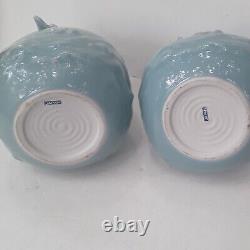 Antique Matching Pair of Japanese Blue Celadon Vases Signed Yamatoku