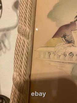 Antique Maude Eggemeyer Signed Victorian Courting Prints Framed Art Set