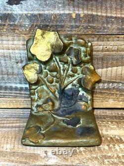 Antique McClelland Barclay Bronze Vining Ivy Bookends Signed Pair 5 Tall x 4