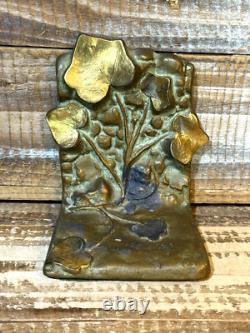 Antique McClelland Barclay Bronze Vining Ivy Bookends Signed Pair 5 Tall x 4