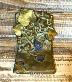 Antique McClelland Barclay Bronze Vining Ivy Bookends Signed Pair 5 Tall x 4